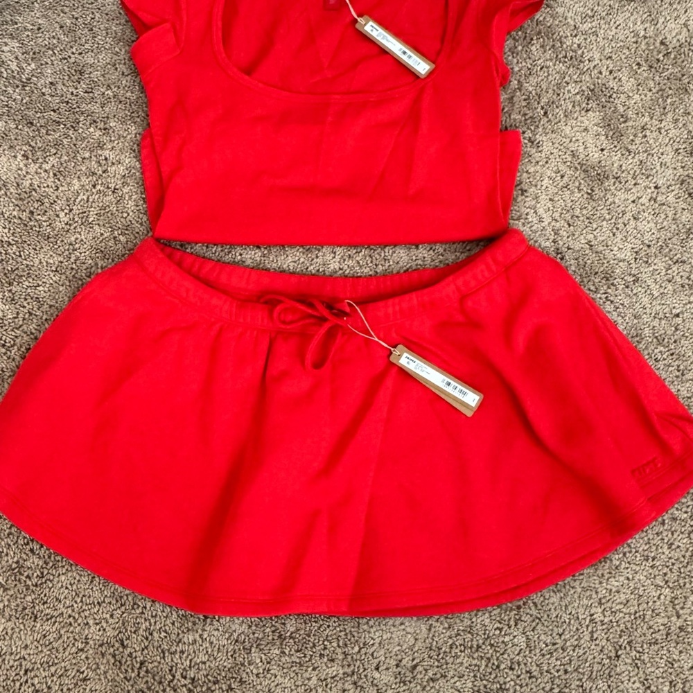 SKIMS Ruby Cotton Fleece Mini Skirt